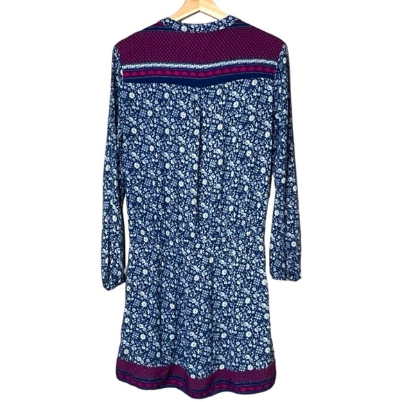 GAP 100% Rayon Crepe Floral Mini Dress Tie Neckline Tie Elasticized Waist Sz S - Picture 4 of 9